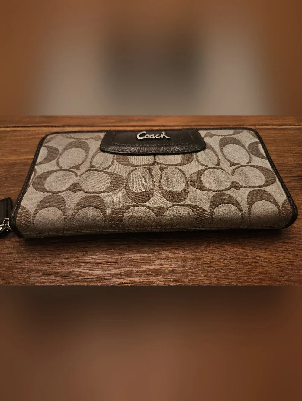 Coach Brown Accordion Zip Wallet Good Condition!